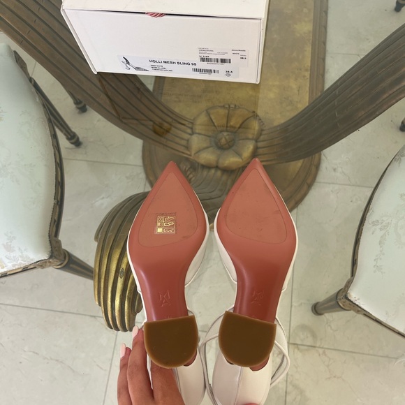Amina Muaddi White Mesh Holli Slingback Pumps 95mm size 38.5 - Picture 3 of 5